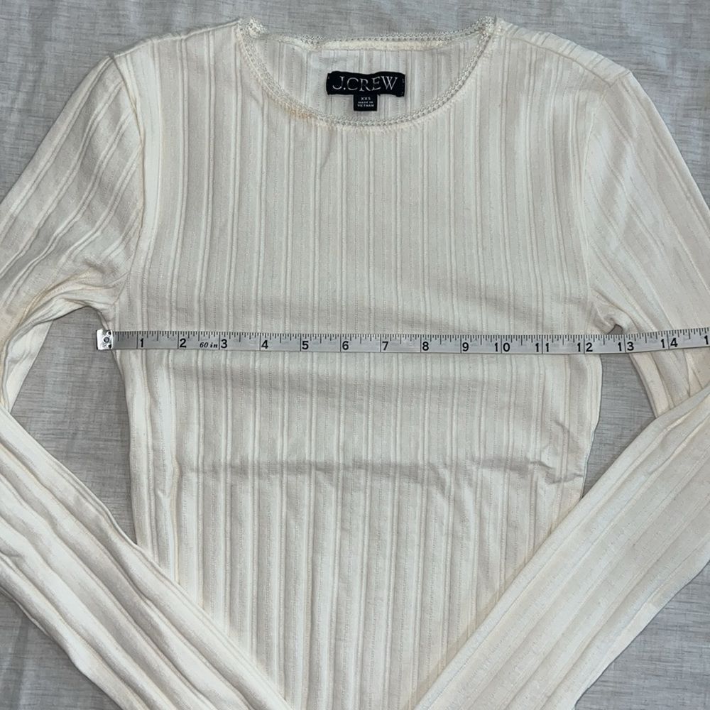 NWOT J. Crew Pointelle‎ long-sleeve ribbed shirt ivory size XXS - Picture 6 of 10